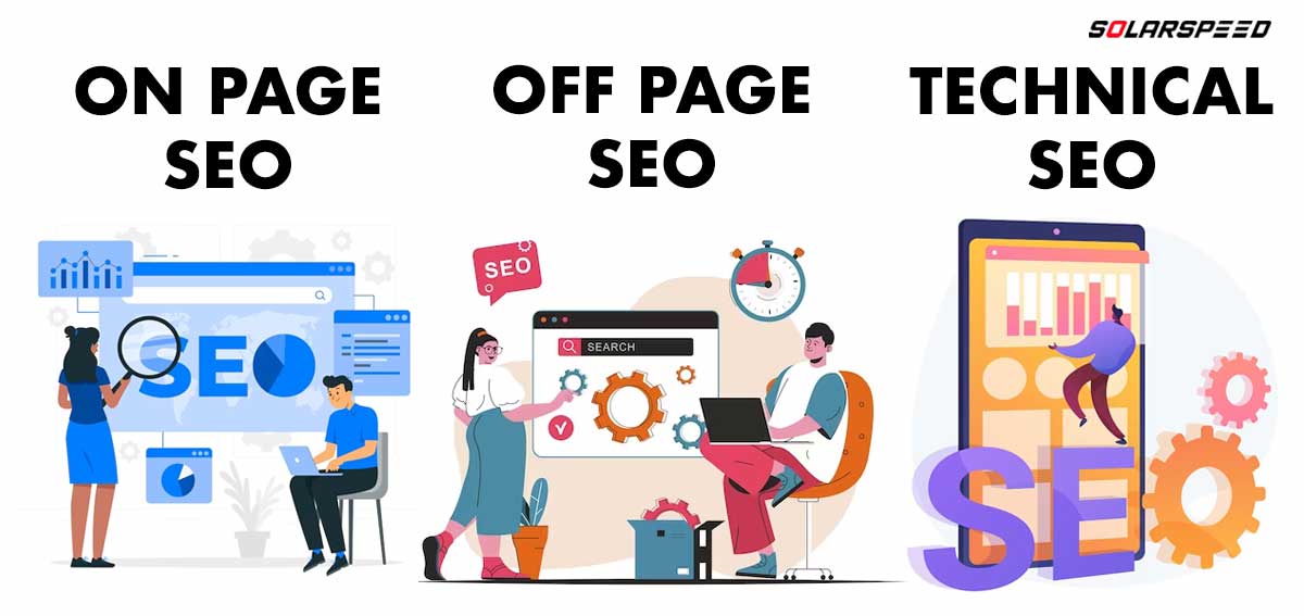 On Page SEO, Off Page SEO, Technical SEO